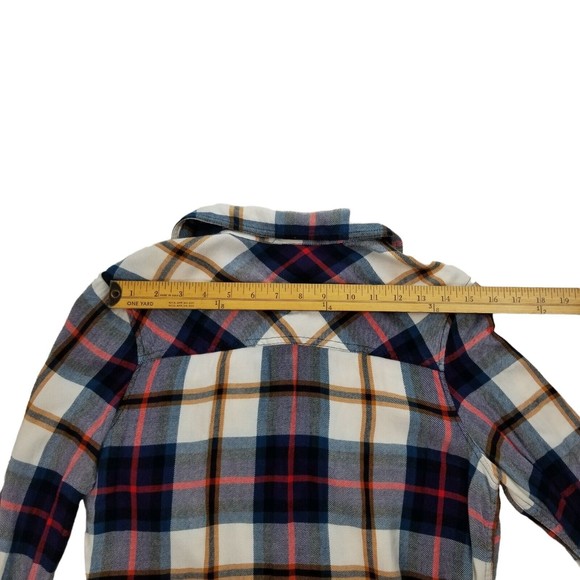 Aeropostale Button Up Long Sleeve Casual Flannel Shirt Womens S Blue Red Rayon - Picture 11 of 13